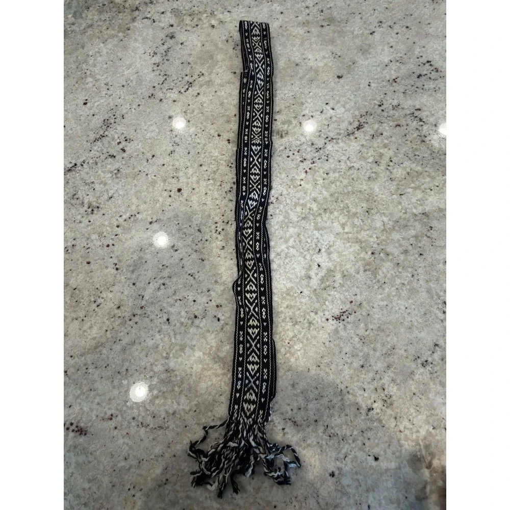 J.Crew S/M Black & Cream Wool Fair Isle Knit‎ Belt